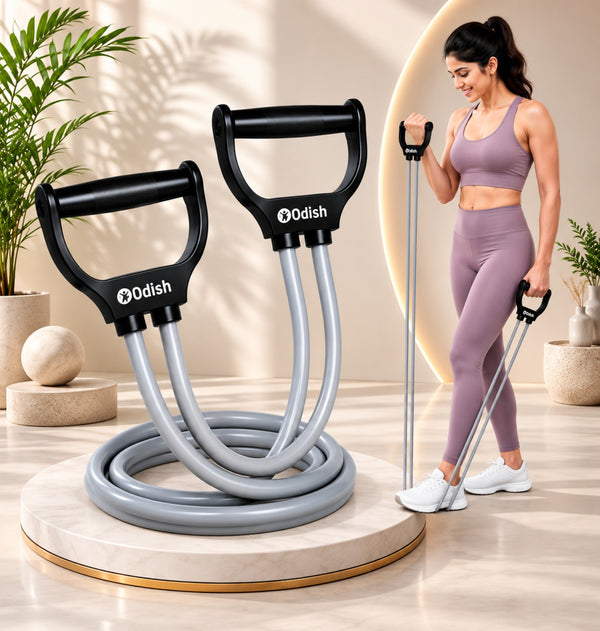 Adjustable Resistance Tube Exercise Band with D-Handle Grips – Full Body Home Workout & Strength Training Kit
