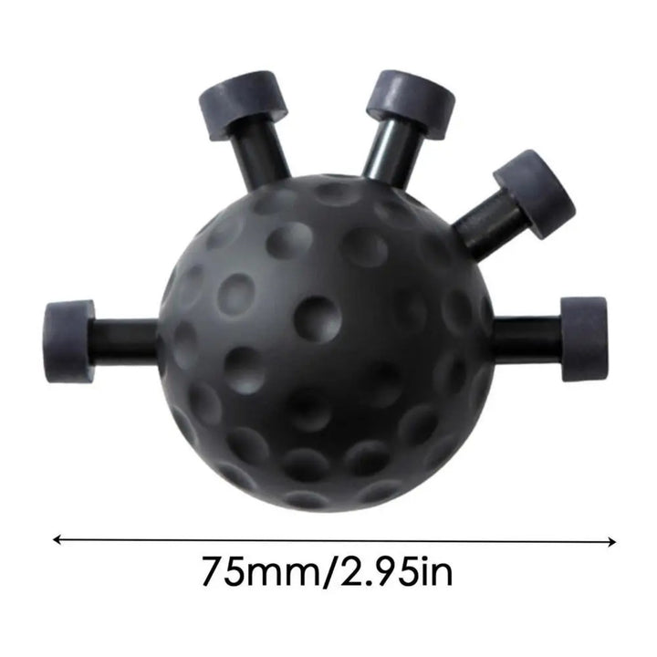 Black five-finger hand grip exerciser ball, 75 mm