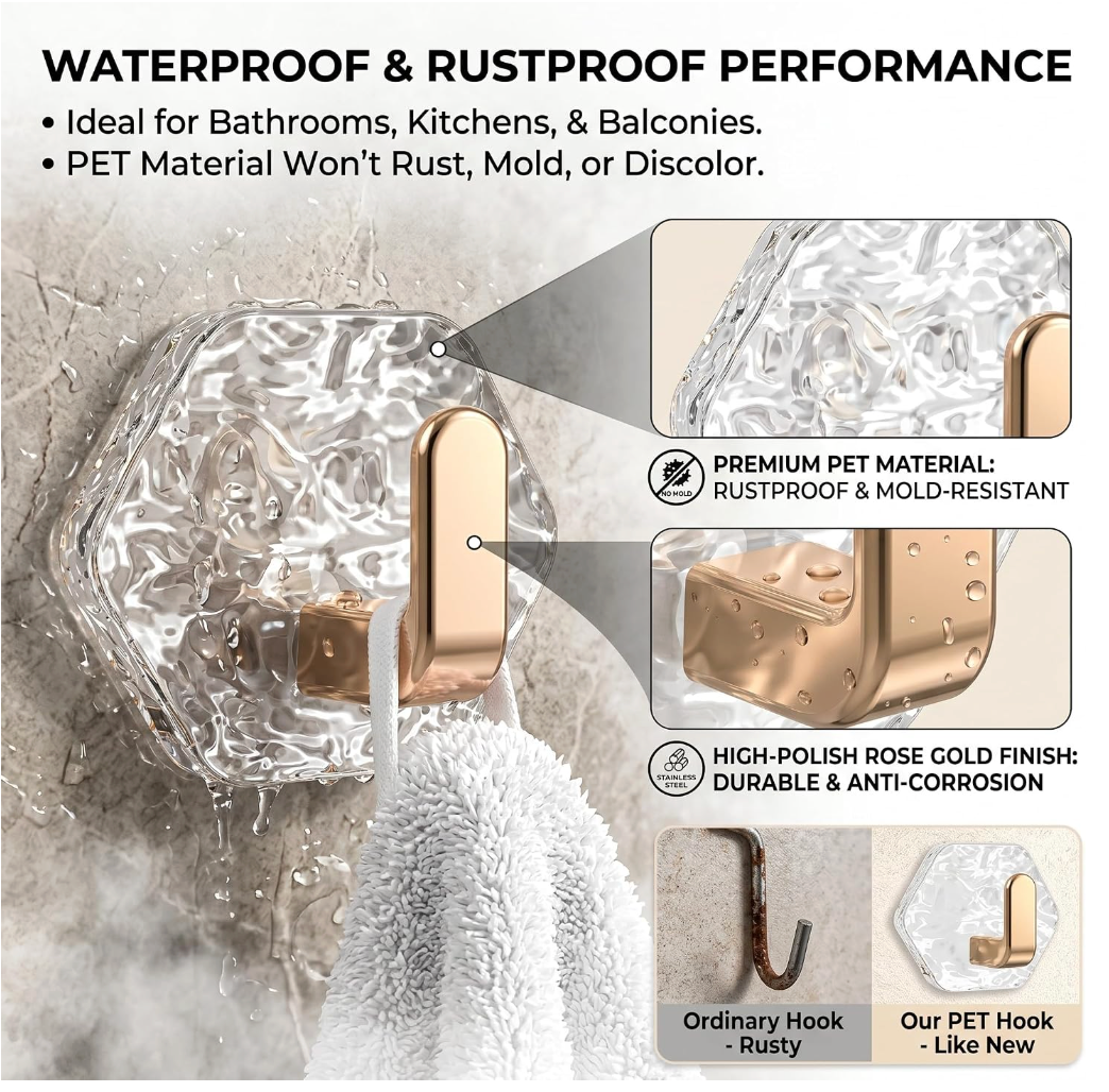 Ripple Hexagonal Adhesive Hook (Pack of 4)