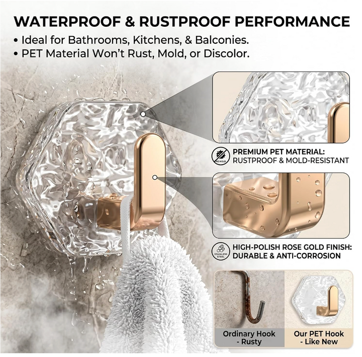 Ripple Hexagonal Adhesive Hook (Pack of 4)