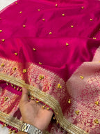 Ghungroo Tissue Silk Saree – Rich Floral Jacquard Border with Golden Ghungroo Detailing