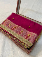 Ghungroo Tissue Silk Saree – Rich Floral Jacquard Border with Golden Ghungroo Detailing