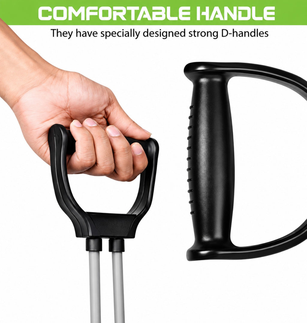 Adjustable resistance tube exercise band with comfortable D-handle grip