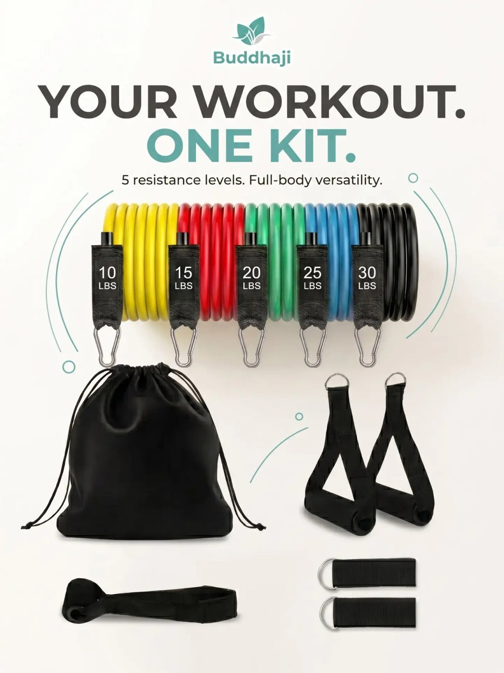 5-level resistance tube workout kit