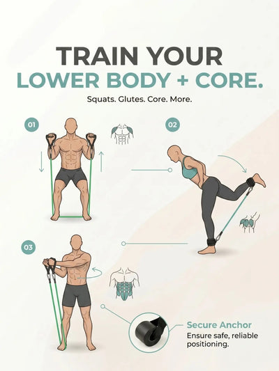 Lower body and core resistance band exercises